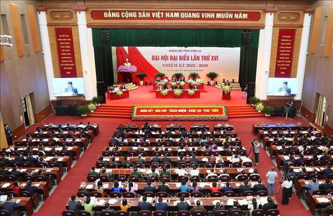Phiên trù bị Đại hội đại biểu Đảng bộ tỉnh Sơn La lần thứ 16, nhiệm kỳ 2025 - 2030. Ảnh: Quang Quyết - TTXVN 