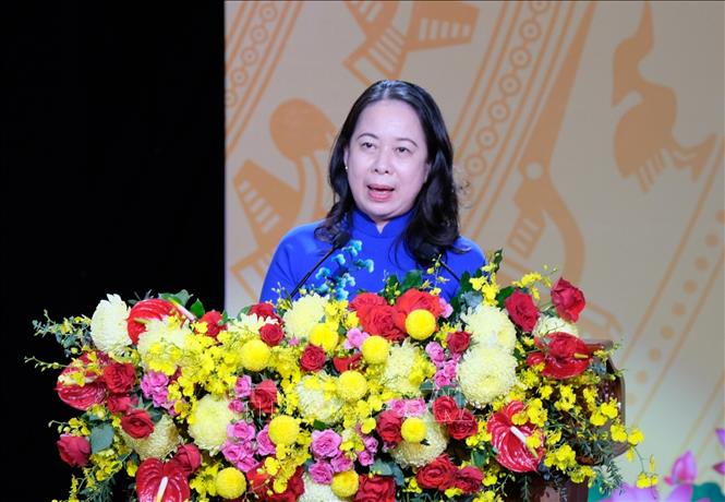 Phó Chủ tịch nước Võ Thị Ánh Xuân phát biểu chỉ đạo tại Đại hội thi đua yêu nước tỉnh Lâm Đồng lần thứ nhất sáng 29/9/2025. Ảnh: Nguyễn Dũng – TTXVN
