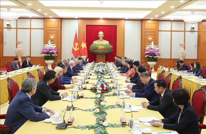 Tổng Bí thư Tô Lâm tiếp Chủ tịch Duma Quốc gia Nga Vyacheslav Volodin. Ảnh: Thống Nhất – TTXVN