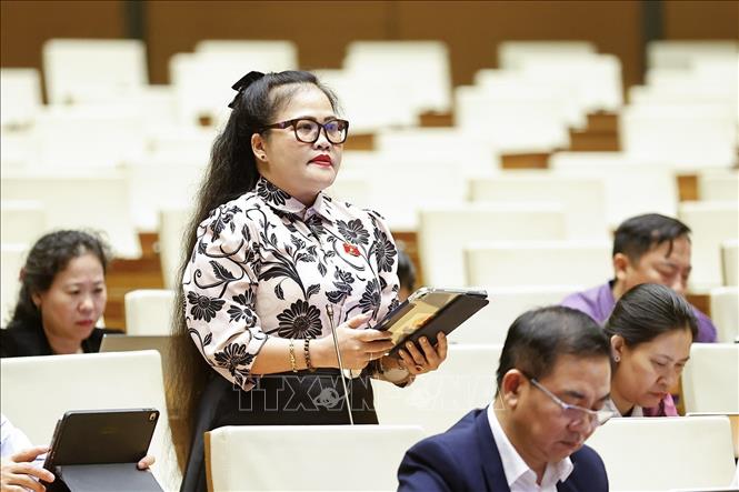 Đại biểu Quốc hội thành phố Huế Nguyễn Thị Sửu phát biểu. Ảnh: Doãn Tấn - TTXVN