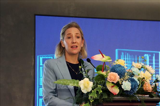 Bà Melissa A. Brown, Tổng Lãnh sự Hoa Kỳ tại Thành phố Hồ Chí Minh phát biểu tại sự kiện. Ảnh: Tiến Lực - TTXVN