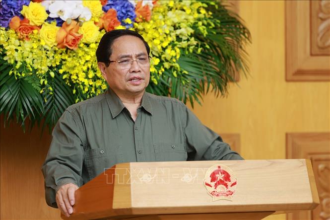 Thủ tướng Phạm Minh Chính chủ trì Phiên họp lần thứ 15 của Ban Chỉ đạo Quốc gia về chống khai thác hải sản bất hợp pháp. Ảnh: Dương Giang-TTXVN