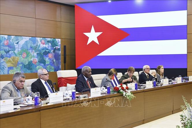 Chủ tịch Quốc hội Cuba Esteban Lazo Hernández phát biểu. Ảnh: Doãn Tấn – TTXVN