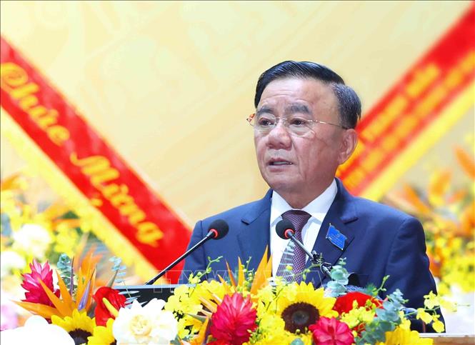 Đồng chí Trần Cẩm Tú, Uỷ viên Bộ Chính trị, Thường trực Ban Bí thư phát biểu chỉ đạo Đại hội. Ảnh: Phương Hoa - TTXVN