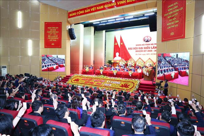 Đại hội biểu quyết thông qua báo cáo thẩm tra tư cách đại biểu. Ảnh: Phương Hoa - TTXVN