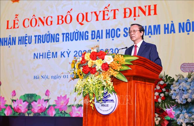 Thứ trưởng Thường trực Bộ Giáo dục và Đào tạo Phạm Ngọc Thưởng phát biểu. Ảnh: Thanh Tùng - TTXVN 