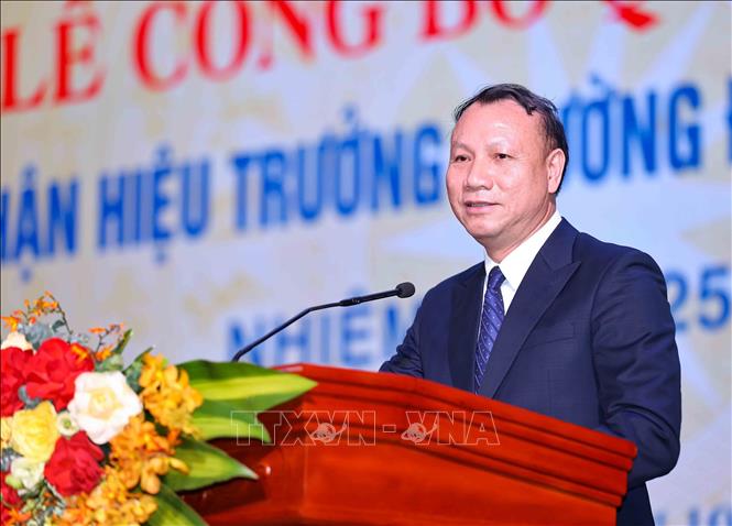 PGS.TS Nguyễn Đức Sơn, Hiệu trưởng Trường Đại học Sư phạm Hà Nội nhiệm kỳ 2025 – 2030 phát biểu. Ảnh: Thanh Tùng - TTXVN