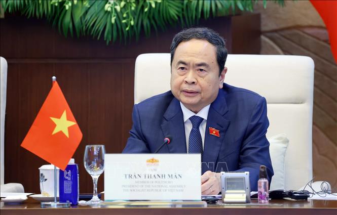 NA Chairman Tran Thanh Man speaks at the session. VNA Photo: Phạm Kiên 