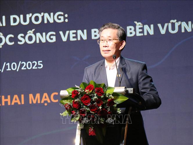 Giáo sư, Tiến sĩ Sử Đình Thành, Giám đốc Đại học Kinh tế Thành phố Hồ Chí Minh (UEH) phát biểu tại Hội thảo. Ảnh: Nguyễn Thành – TTXVN