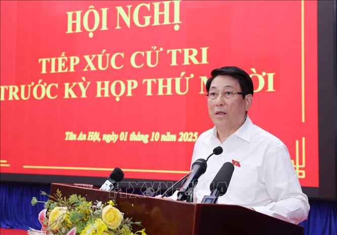 Chủ tịch nước Lương Cường phát biểu. Ảnh: Lâm Khánh – TTXVN