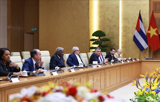 Chủ tịch Quốc hội Cuba Esteban Lazo Hernández phát biểu. Ảnh: Dương Giang-TTXVN  
