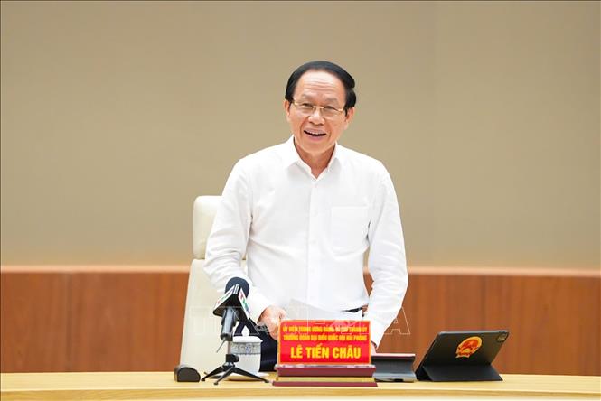 Bí thư Thành ủy Hải Phòng Lê Tiến Châu phát biểu. Ảnh: Minh Huệ-TTXVN