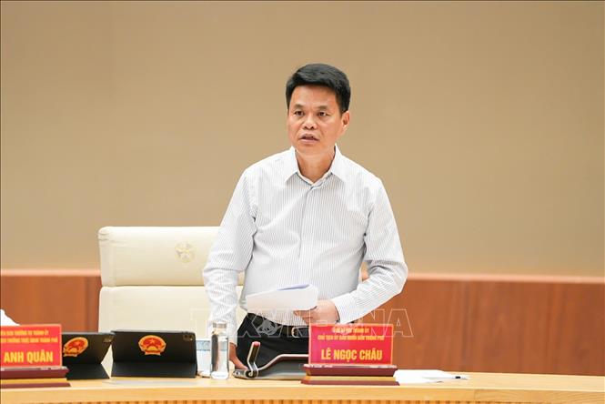 Chủ tịch UBND thành phố Hải Phòng Lê Ngọc Châu phát biểu. Ảnh: Minh Huệ-TTXVN
