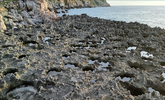 Hang Rai is famous for a fossil reef with a rugged surface that resembles Mars or the Moon. VNA Photo: Nguyễn Thành