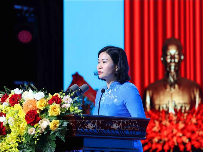 Đồng chí Nguyễn Thị Tuyến, Uỷ viên Trung ương Đảng, Chủ tịch Hội Liên hiệp Phụ nữ Việt Nam phát biểu tại Lễ kỷ niệm. Ảnh: Phương Hoa - TTXVN