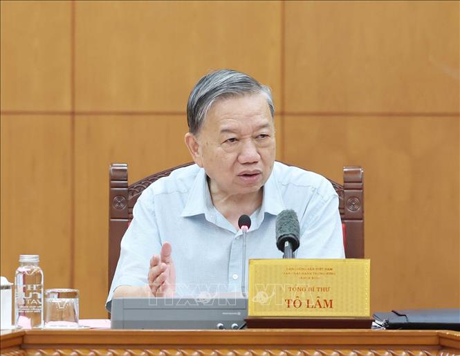 Tổng Bí thư Tô Lâm chủ trì buổi làm việc. Ảnh: Thống Nhất - TTXVN