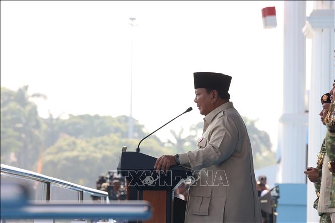 Tổng thống Indonesia Prabowo Subianto phát biểu tại lễ kỷ niệm. Ảnh: Minh Thái - Phóng viên TTXVN tại Indonesia.