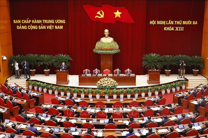 Phiên khai mạc Hội nghị lần thứ mười ba, Ban Chấp hành Trung ương Đảng khoá XIII. Ảnh: Doãn Tấn - TTXVN