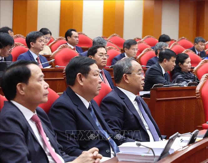 Các đại biểu dự Hội nghị lần thứ mười ba, Ban Chấp hành Trung ương Đảng khoá XIII. Ảnh: Thống Nhất - TTXVN
