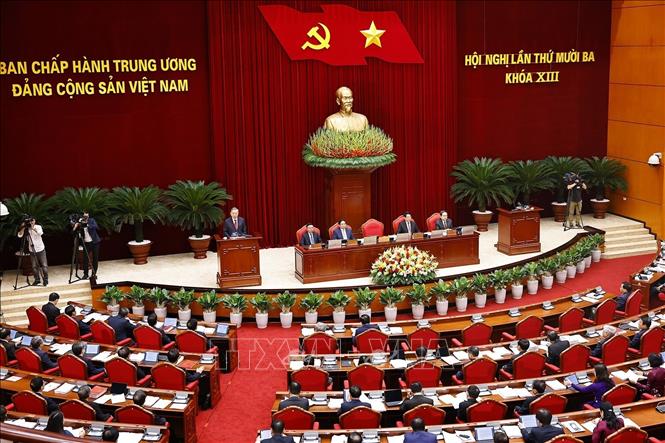 Tổng Bí thư Tô Lâm phát biểu khai mạc Hội nghị lần thứ mười ba, Ban Chấp hành Trung ương Đảng khoá XIII. Ảnh: Doãn Tấn - TTXVN