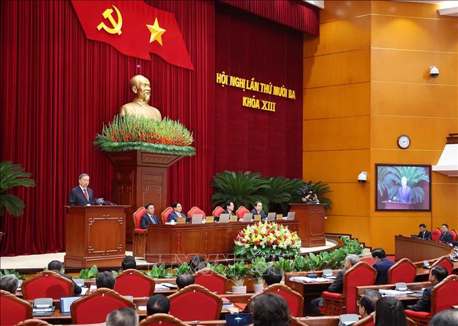 Party General Secretary To Lam delivers the opening speech. VNA Photo