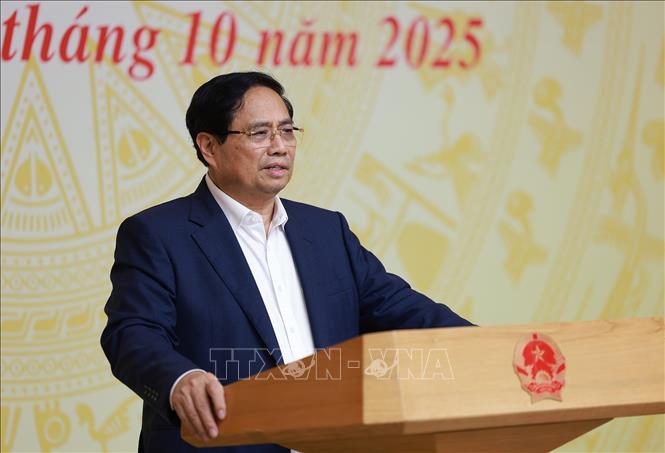 Thủ tướng Phạm Minh Chính chủ trì Phiên họp lần thứ 16 của Ban Chỉ đạo IUU. Ảnh: Dương Giang-TTXVN
