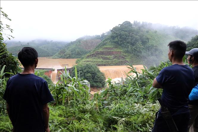 Vị trí đập thủy điện Bắc Khê 1, xã Tân Tiến, tỉnh Lạng Sơn bị vỡ. Ảnh: Văn Đạt - TTXVN