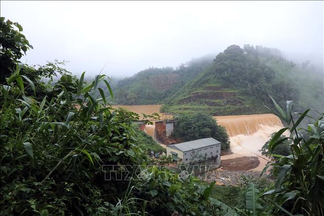 Vị trí đập thủy điện Bắc Khê 1, xã Tân Tiến, tỉnh Lạng Sơn bị vỡ. Ảnh: Văn Đạt - TTXVN
