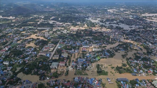 Khu vực ngập úng phường Tân Thịnh (tỉnh Thái Nguyên). Ảnh: Minh Quyết-TTXVN