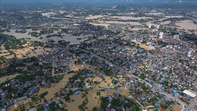 Khu vực ngập úng phường Tân Thịnh (tỉnh Thái Nguyên). Ảnh: Minh Quyết-TTXVN