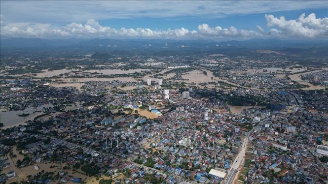Khu vực ngập úng phường Tân Thịnh (tỉnh Thái Nguyên). Ảnh: Minh Quyết-TTXVN