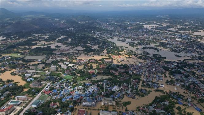 Khu vực ngập úng phường Tân Thịnh (tỉnh Thái Nguyên). Ảnh: Minh Quyết-TTXVN