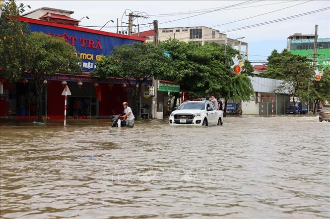 Khu vực ngập úng phường Tân Thịnh (tỉnh Thái Nguyên). Ảnh: Nhật Anh-TTXVN