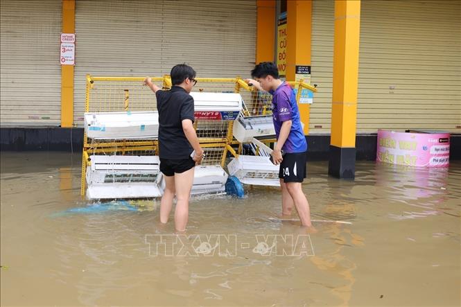 Khu vực ngập úng phường Tân Thịnh (tỉnh Thái Nguyên). Ảnh: Nhật Anh-TTXVN