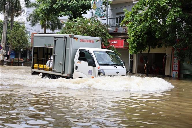 Khu vực ngập úng phường Tân Thịnh (tỉnh Thái Nguyên). Ảnh: Nhật Anh-TTXVN