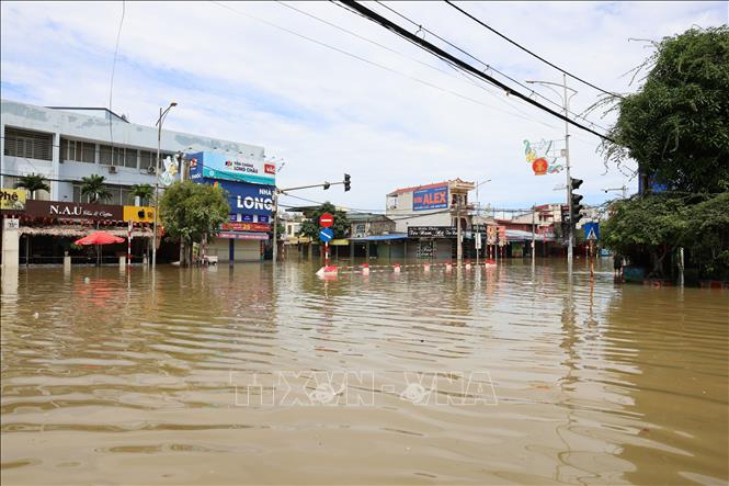 Khu vực ngập úng phường Tân Thịnh (tỉnh Thái Nguyên). Ảnh: Nhật Anh-TTXVN
