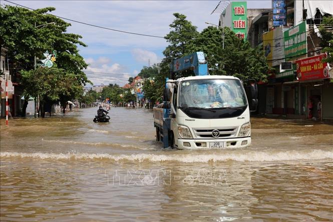 Khu vực ngập úng phường Tân Thịnh (tỉnh Thái Nguyên). Ảnh: Nhật Anh-TTXVN