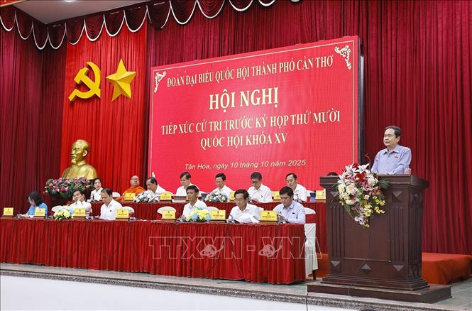 Chủ tịch Quốc hội Trần Thanh Mẫn phát biểu. Ảnh: Doãn Tấn - TTXVN