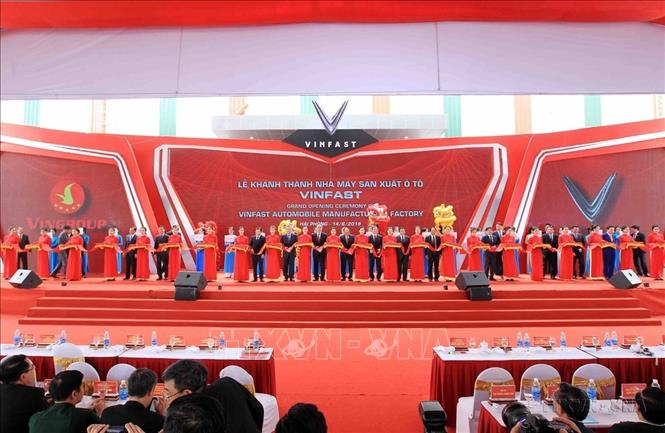 Tập đoàn VinGroup tổ chức Lễ  khánh thành nhà máy ô tô VinFast, chính thức bước vào giai đoạn sản xuất hàng loạt. Ảnh: An Đăng - TTXVN