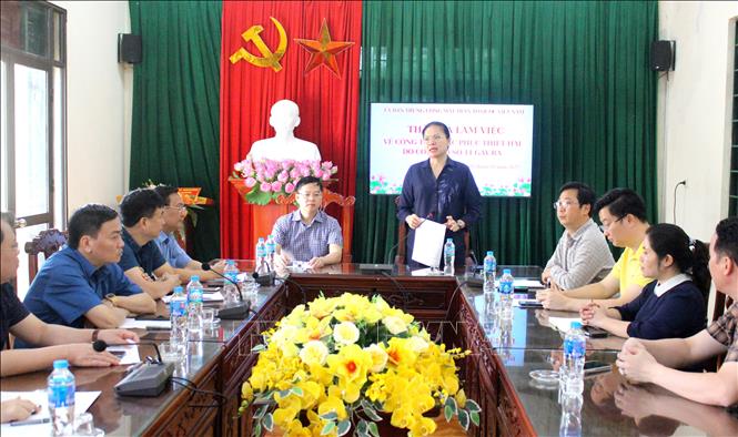Đồng chí Hà Thị Nga phát biểu tai buổi làm việc với tỉnh Thái Nguyên. Ảnh: Thu Hằng-TTXVN