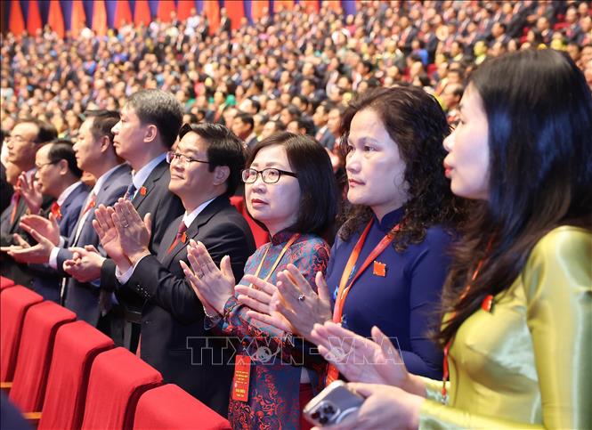 Đoàn đại biểu Đảng bộ Thông tấn xã Việt Nam dự Đại hội. Ảnh: Lâm Khánh - TTXVN