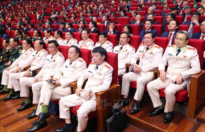 Đoàn đại biểu Bộ Công an tham dự Đại hội. Ảnh: Phạm Kiên - TTXVN