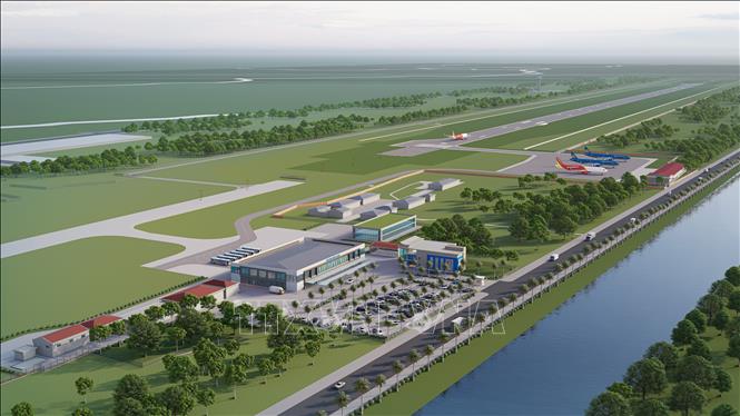 Phối cảnh sân bay Cà Mau sau khi được nâng cấp, mở rộng. Ảnh: Chanh Đa - TTXVN