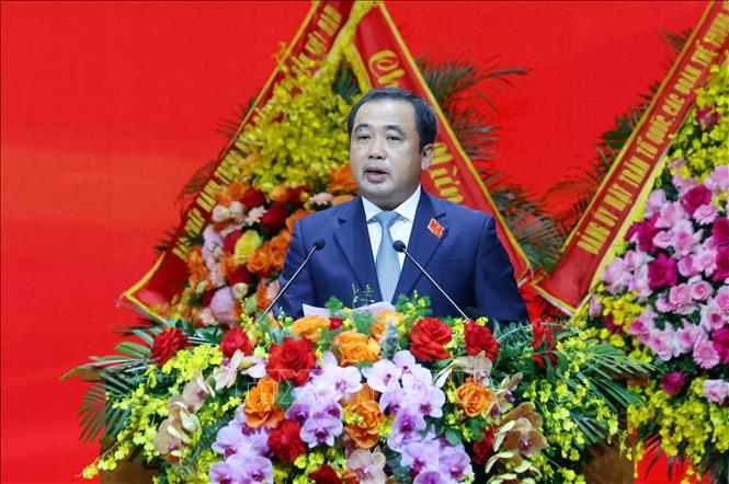 Đồng chí Trần Đức Thắng, Ủy viên Trung ương Đảng, Quyền Bộ trưởng Bộ Nông nghiệp và Môi trường trình bày tham luận. Ảnh: Phạm Kiên - TTXVN