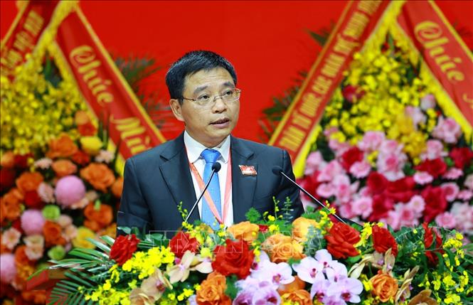 Đồng chí Nguyễn Văn Thắng, Ủy viên Trung ương Đảng, Bộ trưởng Bộ Tài chính trình bày tham luận: “Công tác quản lý tài chính - ngân sách nhà nước giai đoạn 2021 - 2025 và định hướng thời gian tới”. Ảnh: Dương Giang-TTXVN 