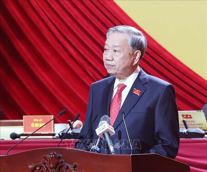 Tổng Bí thư Tô Lâm phát biểu chỉ đạo Đại hội đại biểu Đảng bộ Thành phố Hồ Chí Minh lần thứ nhất, nhiệm kỳ 2025-2030. Ảnh: Thống Nhất-TTXVN