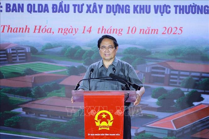 Thủ tướng Phạm Minh Chính phát biểu tại lễ khởi công. Ảnh: Dương Giang-TTXVN 
