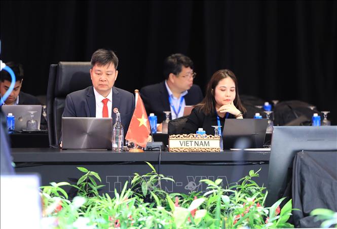 Đoàn Việt Nam tại cuộc họp quan chức cấp cao về năng lượng của ASEAN. Ảnh: TTXVN phát
