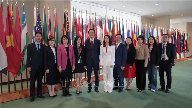 Members of Vietnam's delegation at the election. VNA Photo: Thanh Tuấn