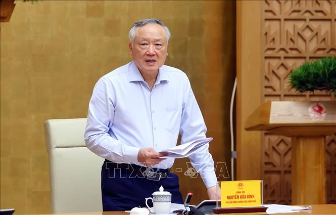 Phó Thủ tướng Thường trực Chính phủ Nguyễn Hòa Bình phát biểu. Ảnh: Phạm Kiên - TTXVN